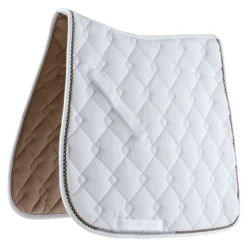 Weatherbeeta Roma® Ecole Double Diamond Dressage Saddle Pad -Weaver Leather Shop 40710 whitenavygold