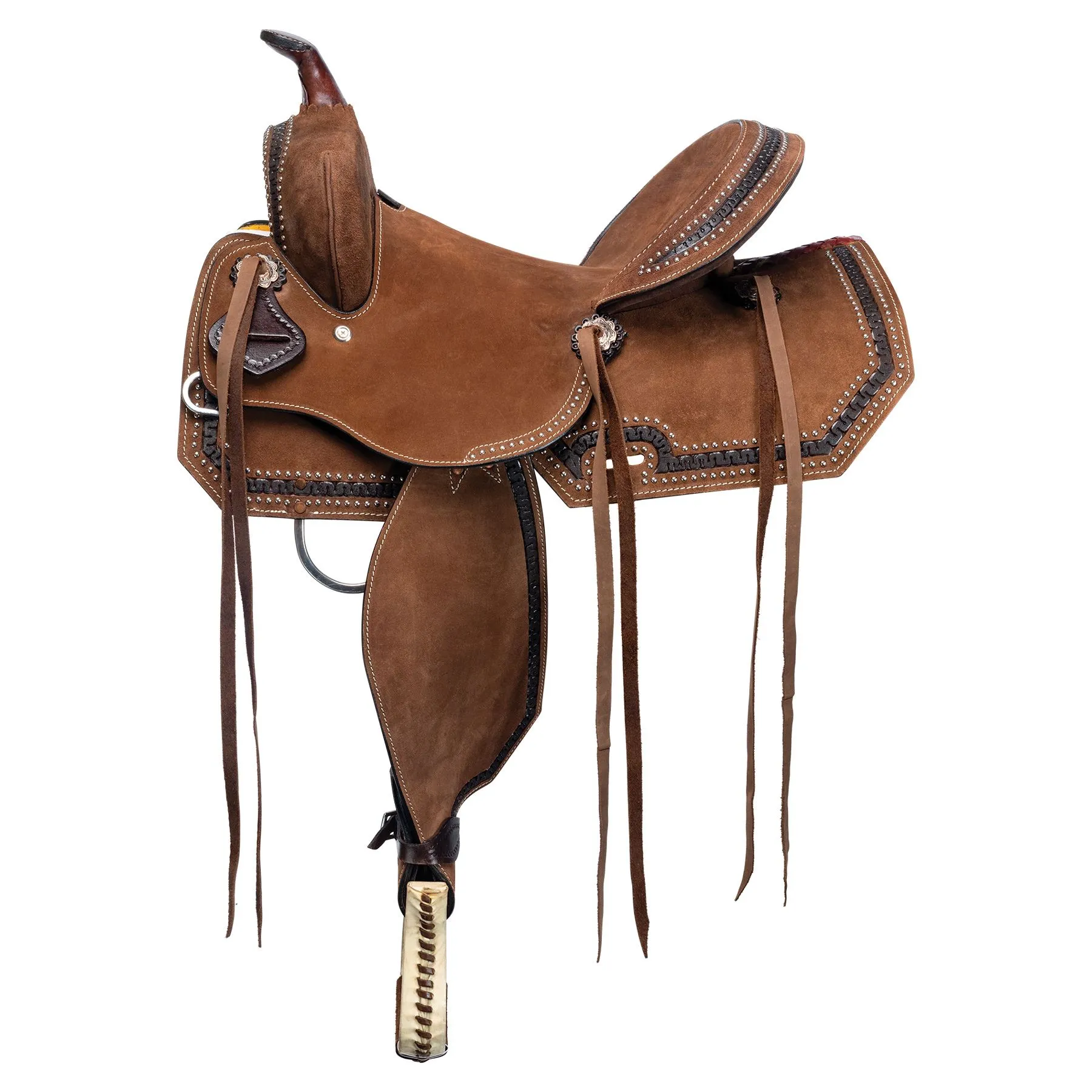 Double S Studded Roughout Barrel Saddle 1 Double S Studded Roughout Barrel Saddle