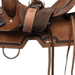 Double S Studded Roughout Barrel Saddle 16 Double S Studded Roughout Barrel Saddle -Weaver Leather Shop 43432 alt c