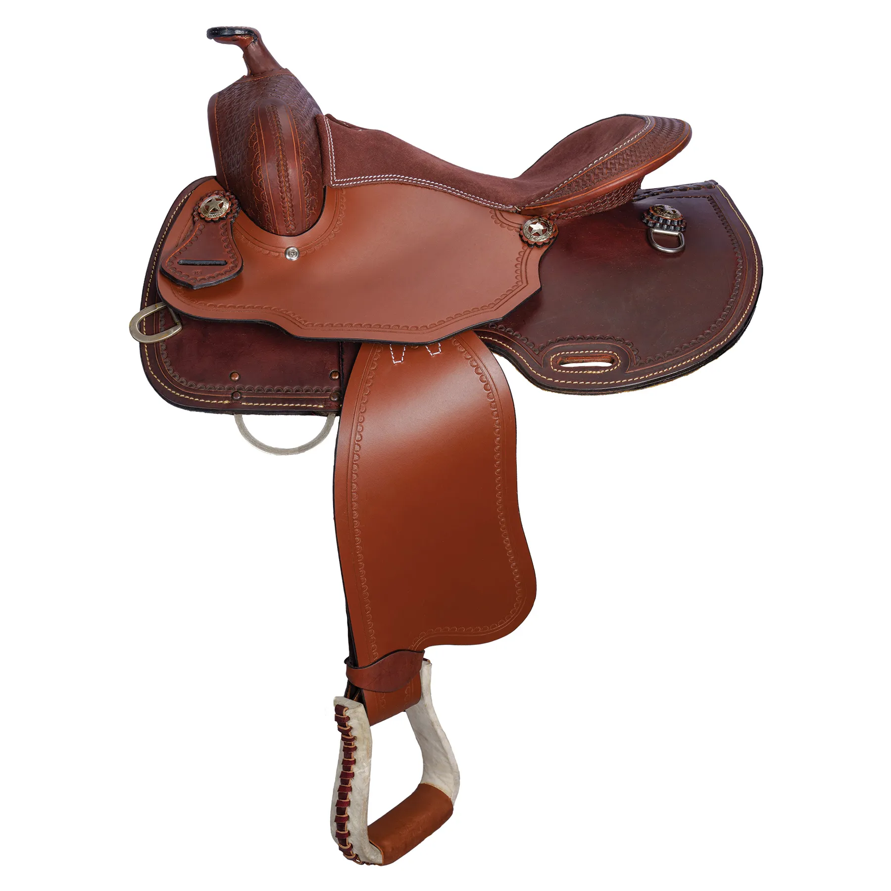 Double S Tooled Border Western Saddle 1 Double S Tooled Border Western Saddle